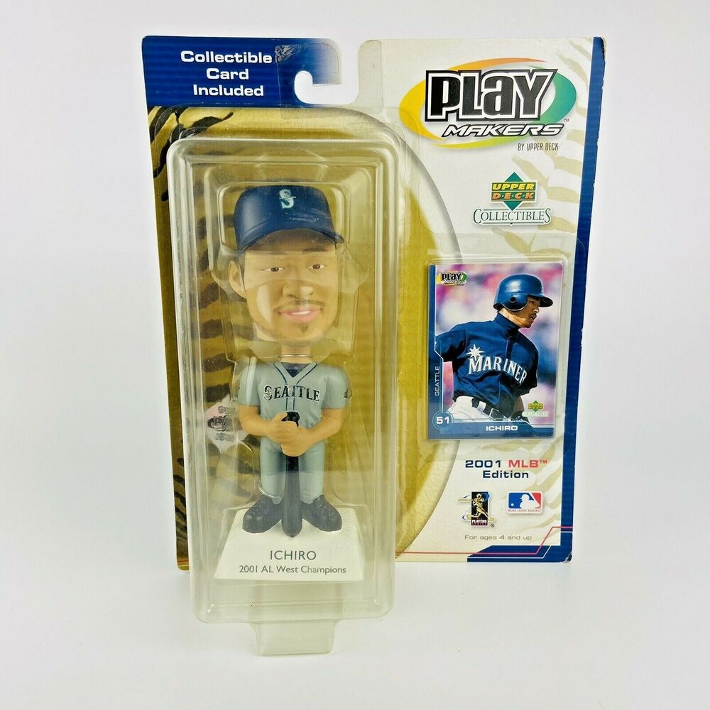 Seattle Mariners Ichiro Suzuki 2001 Upper Deck Play Makers Bobble Head and Card